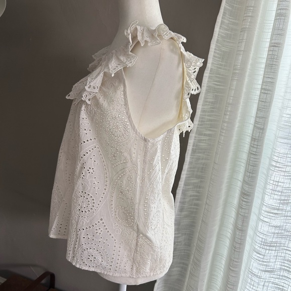 Sezane 100% cotton flutter sleeve blouse - Picture 6 of 9